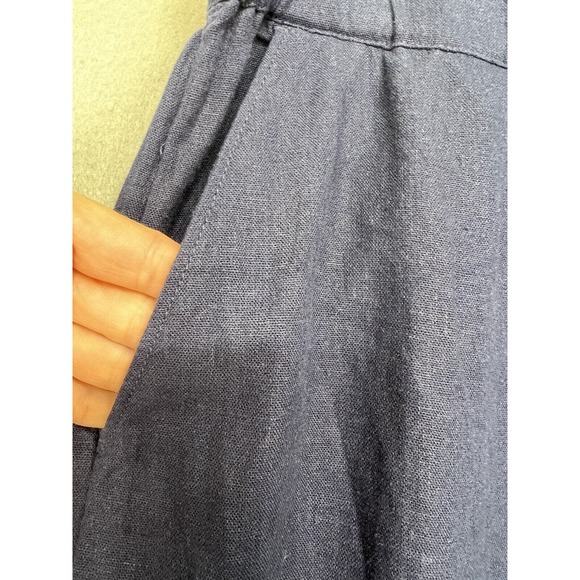 New Caslon Linen Blend Wide Leg Drawstring Waist Blue Pants Size Petite L - Picture 9 of 13